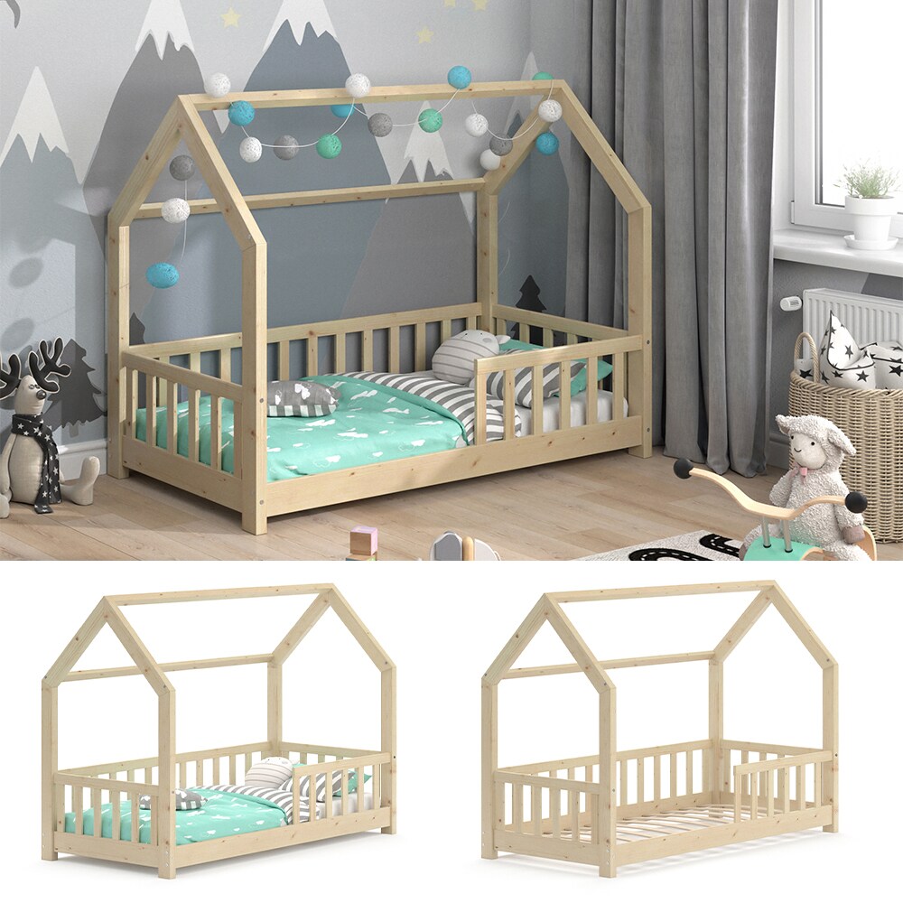 VitaliSpa Kinderbett Hausbett Spielbett Wiki 80x160cm Lattenrost Rausfallschutz
