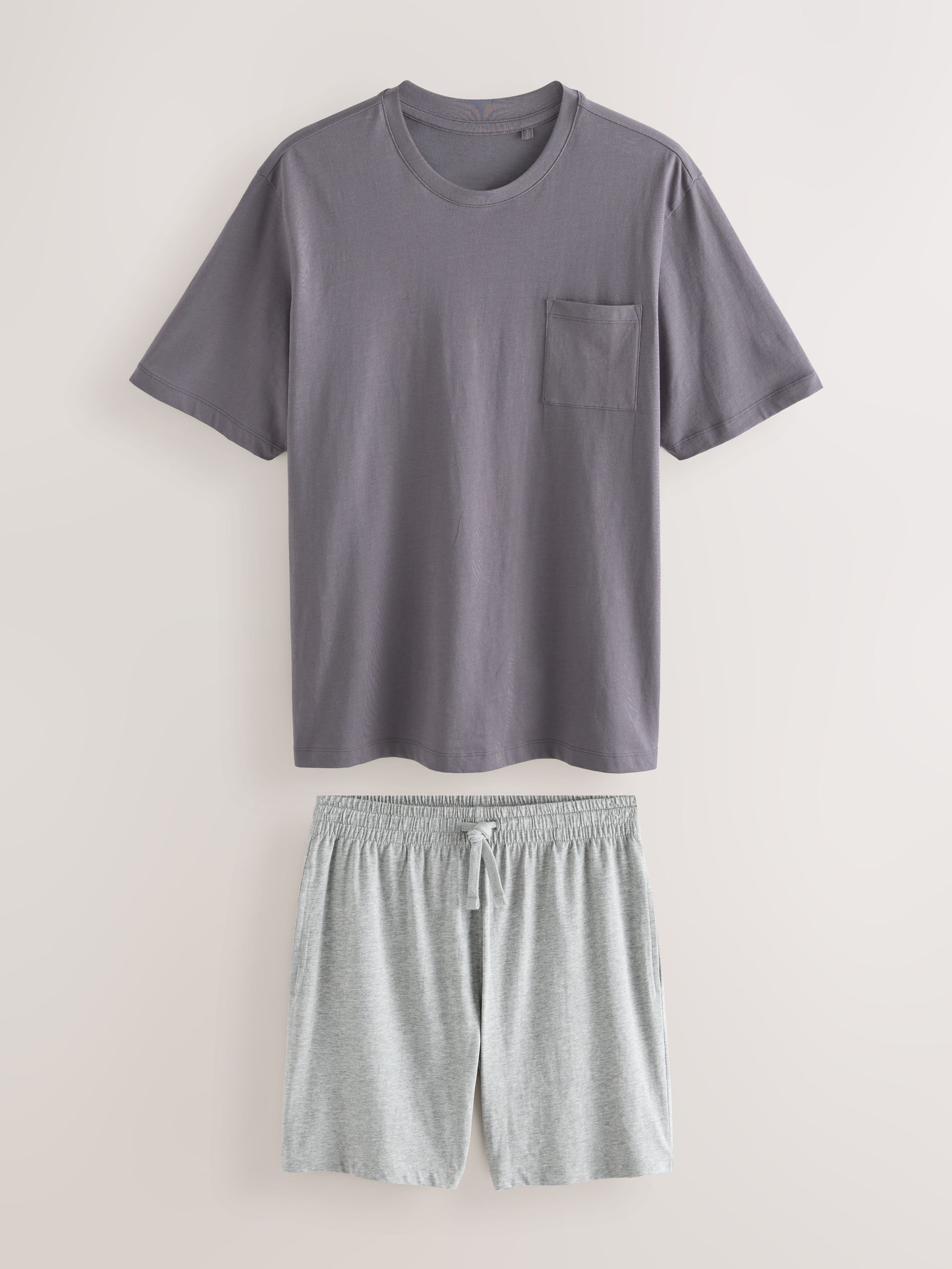Lila/grijs gemêleerd - Jersey pyjama met korte mouwen
