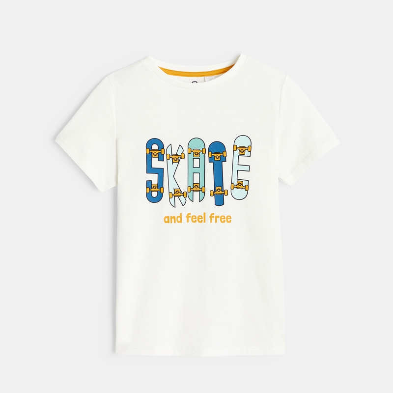 T-shirt motif skate blanc garçon