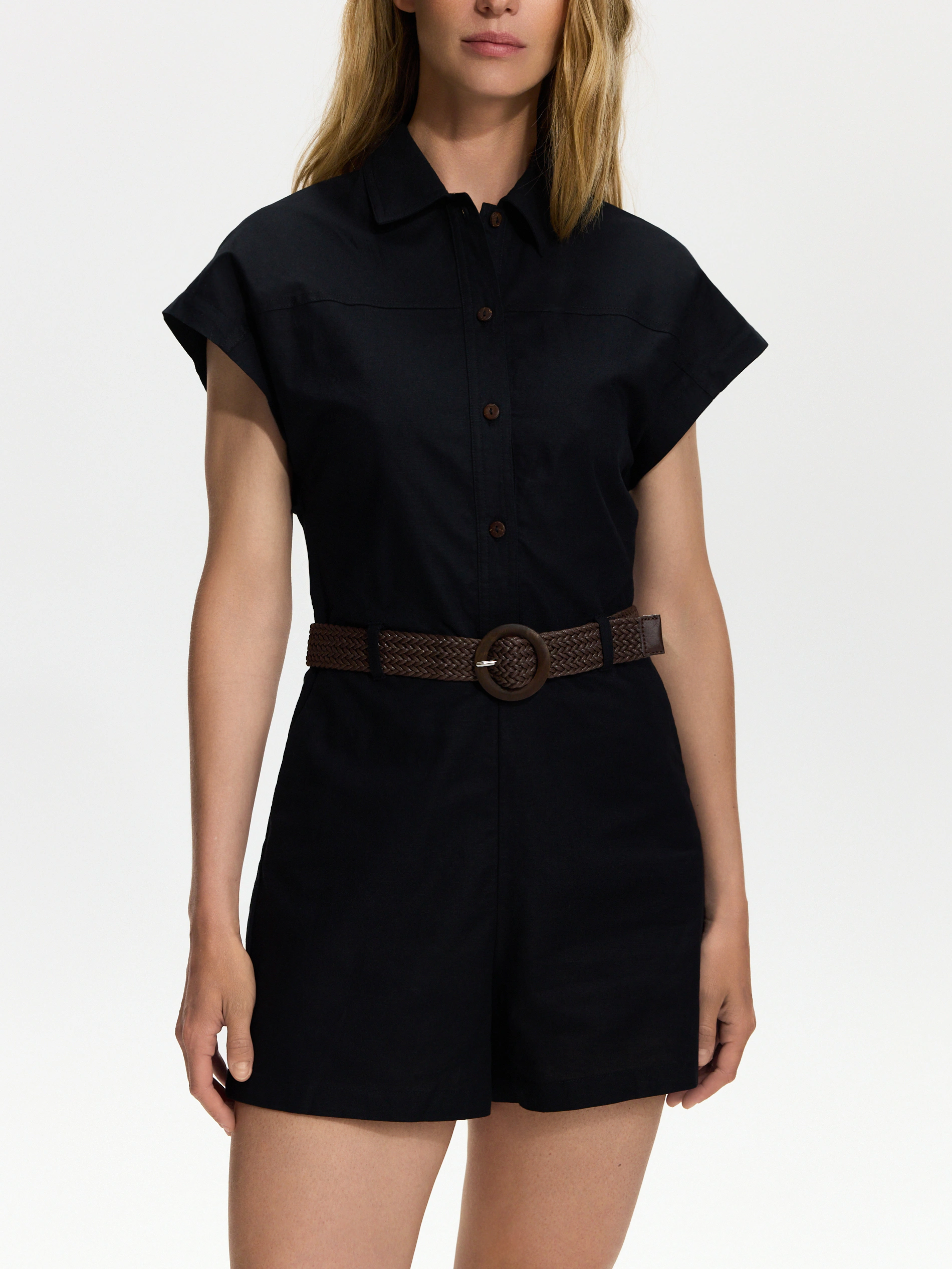 Jumpsuit aus Leinenmischung