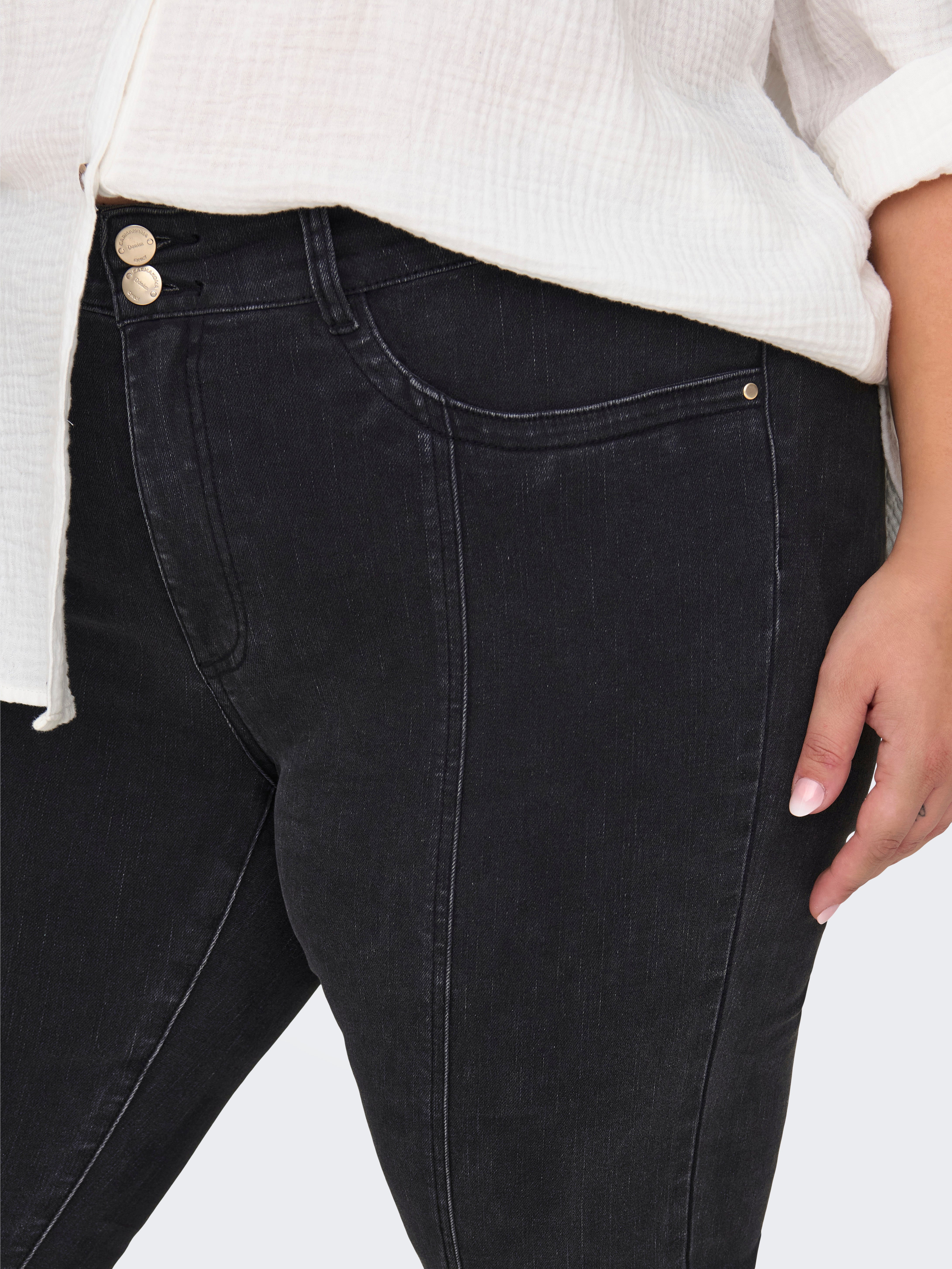 CARSALLY Mittlere Taille Ausgestellt Jeans Washed Black