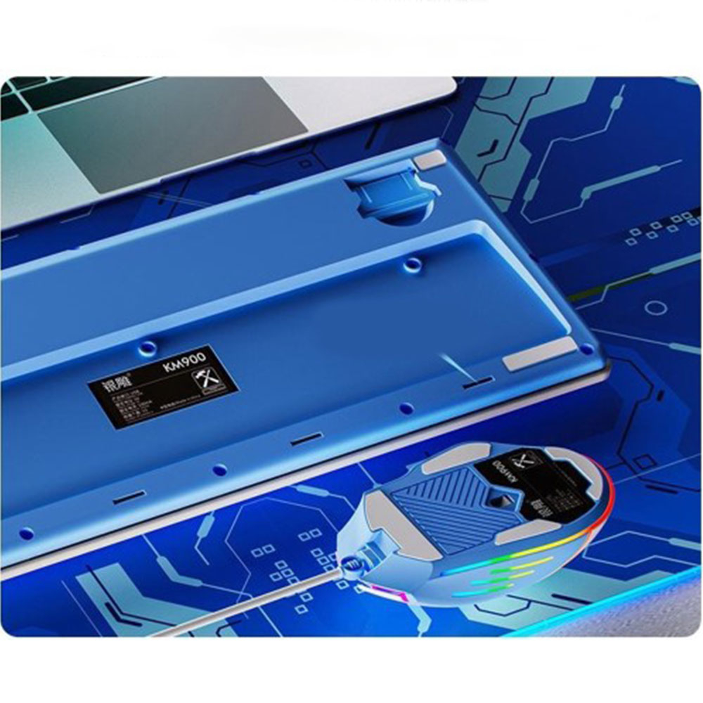 Kabelgebundene USB Gaming Tastatur Mechanisches Keyboard (QWERTY) mit Zahlenblock und RGB Beleuchtung inkl. USB-Maus - Grau