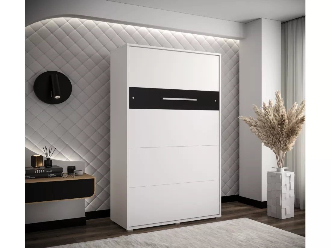 Lit escamotable home verticale 120x200 (blanc+noir)