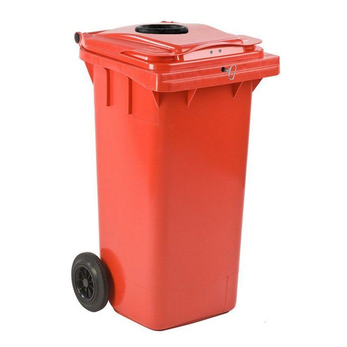 Minicontainer 120 liter rood met glasrozet en driekantslot (6151801259211)