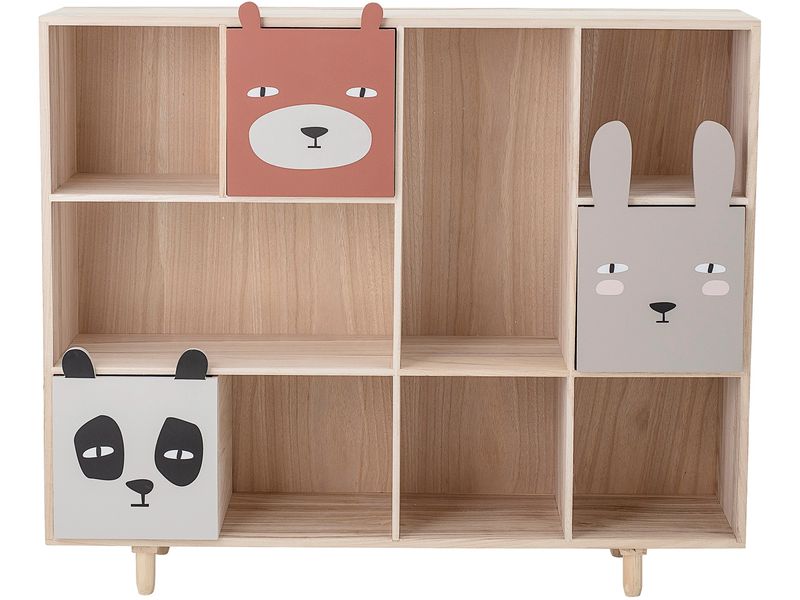 Bloomingville Bücherregal Calle mit Schubladen Natur, Paulo Kinderregal für Bücher und Spielzeug