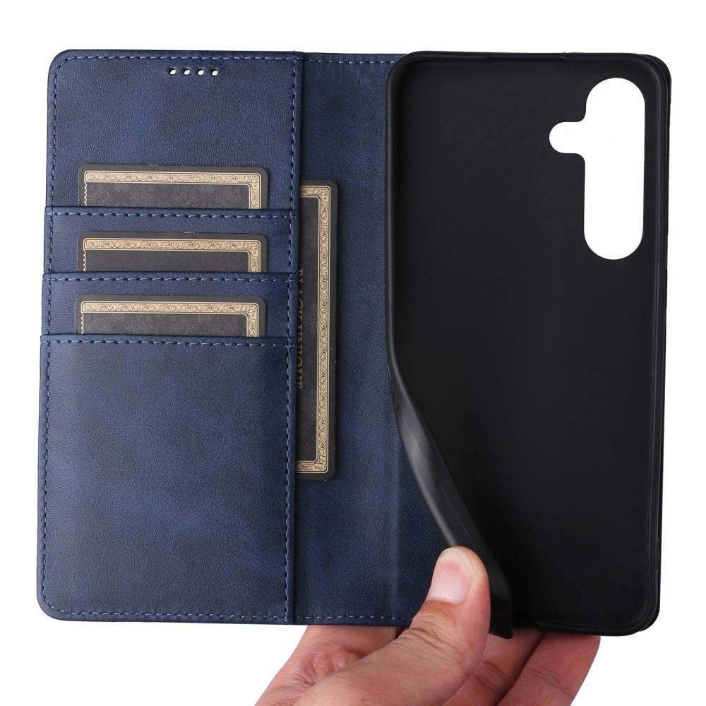Samsung Galaxy A56 Leder Tasche Flip Wallet Etui mit Kartenfächern (RFID Schutz) - Dunkelblau