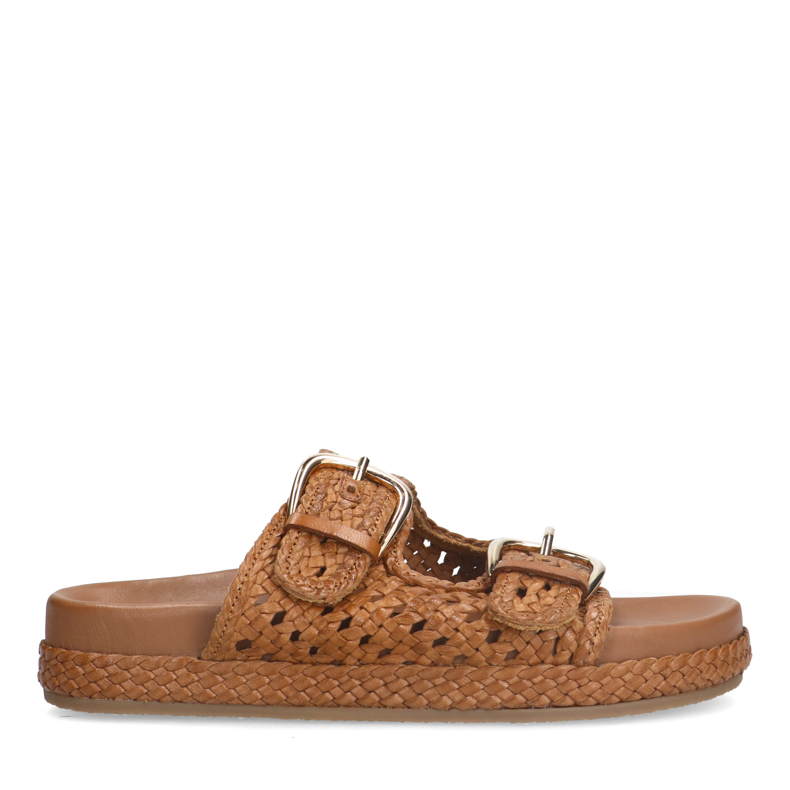 Cognac leren slippers