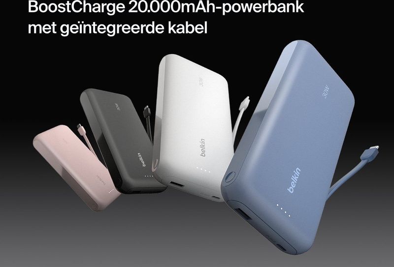 Belkin - Draagbare Power Bank - Blauw - 20.000 mAh - 30 W PD - USB-C