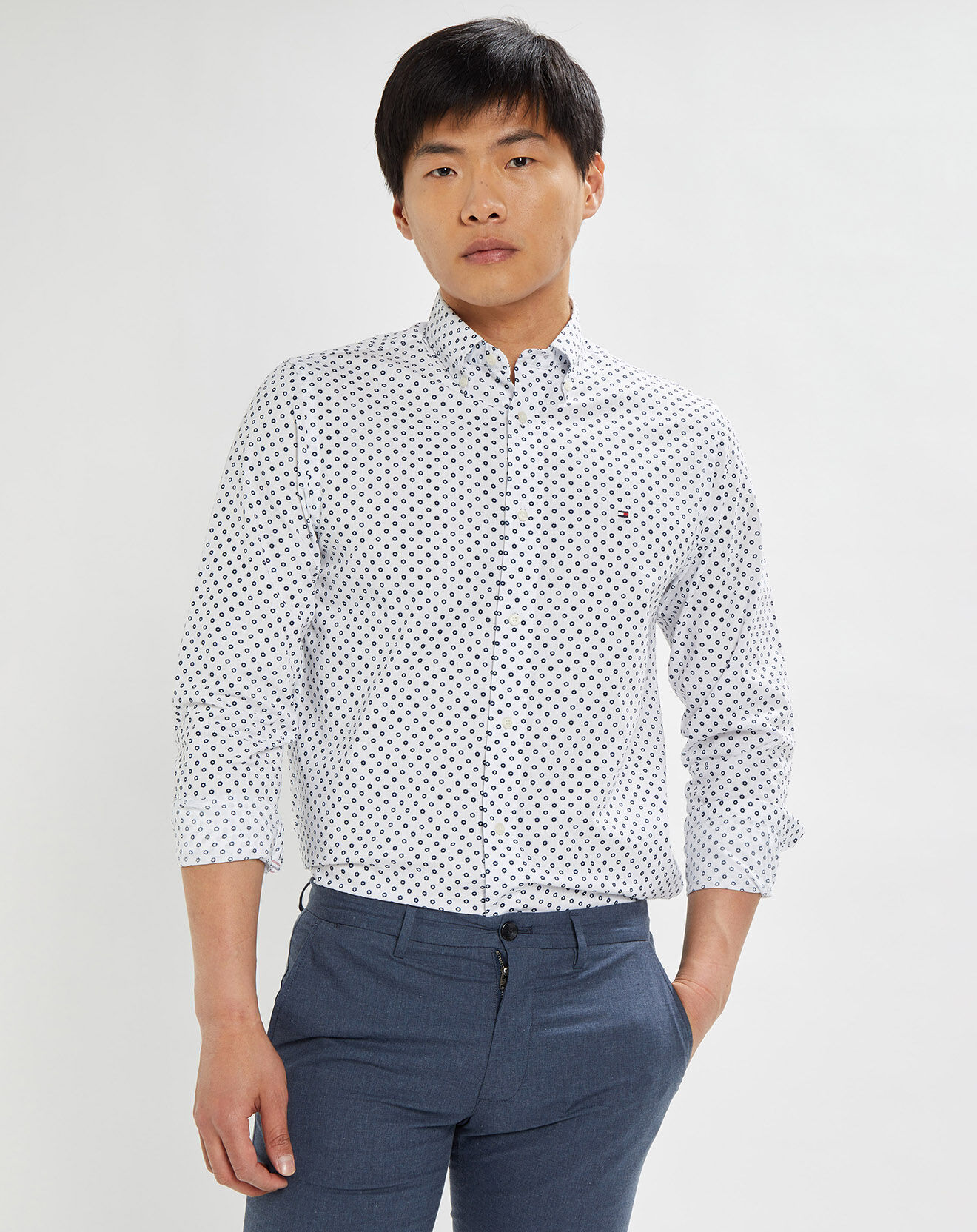 Tommy Hilfiger Chemise droite imprimée Floral bleu/blanc