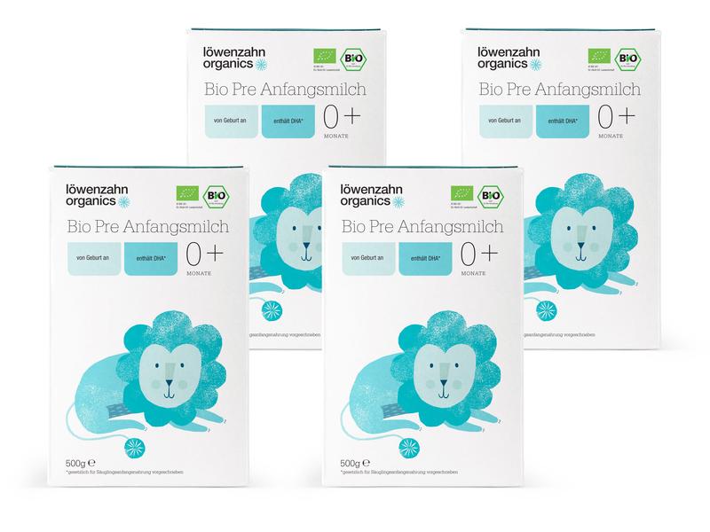 löwenzahn organics Anfangsmilch Bio Pre 0  Mt. 4x 500 g Baby-Anfangsmilch von Geburt an geeignet