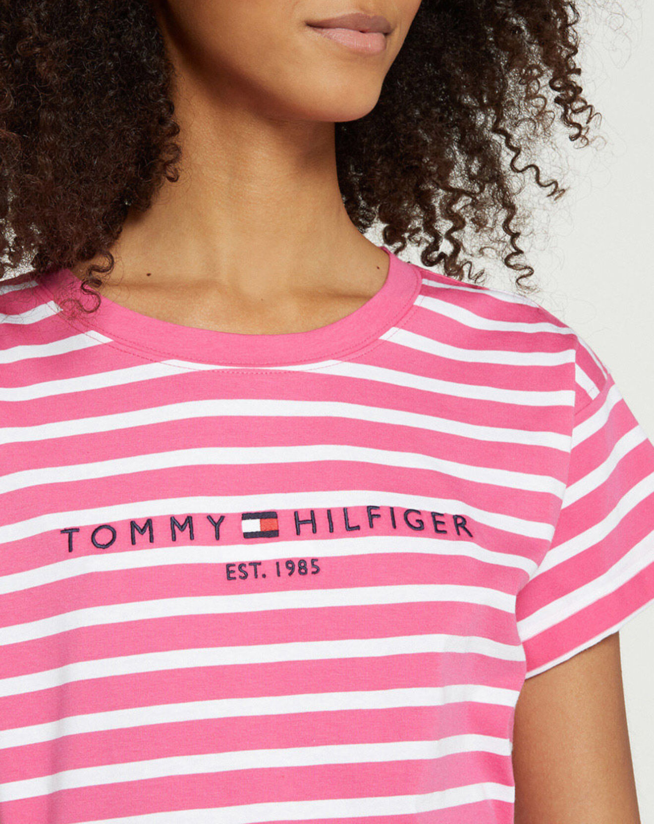 Tommy Hilfiger T-Shirt 100% Coton Bio Relaxed Hilfiger blanc/rose