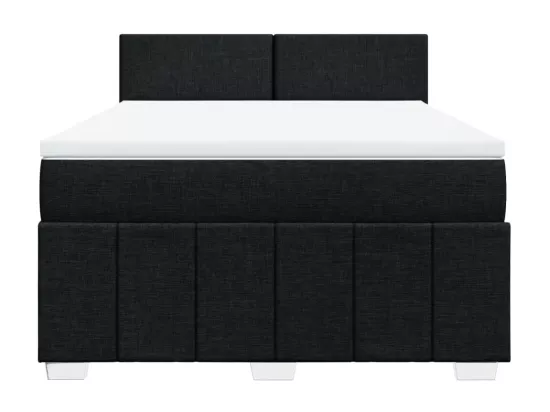 Sommier à lattes de lit avec matelas Noir 140x190 cm Tissu