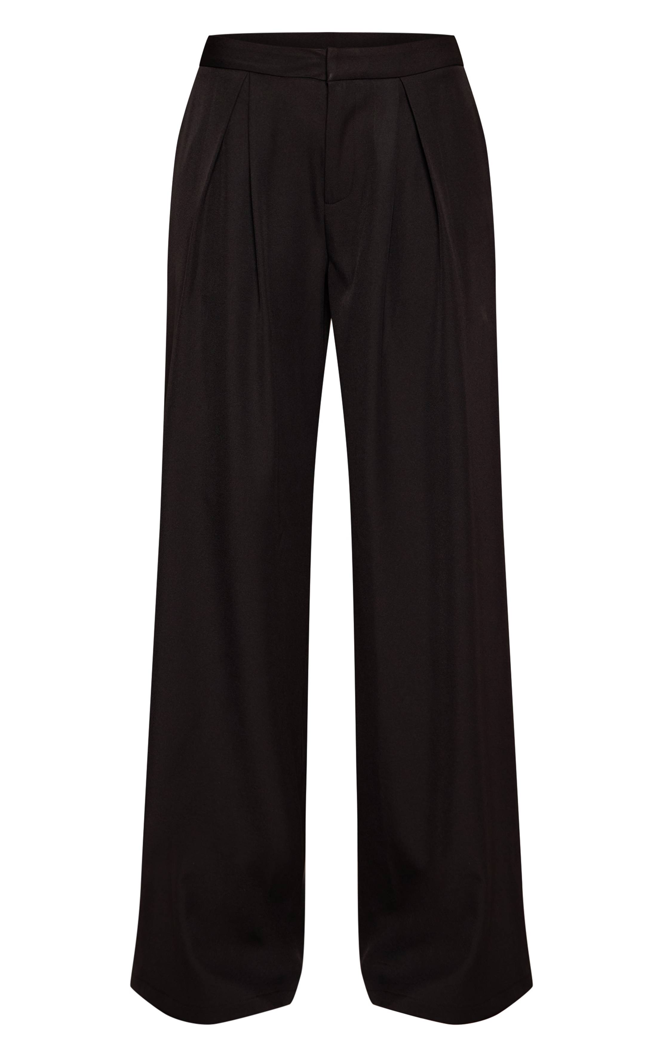 Noir Pantalon Large Taillé Tissé Co-ord Pour Grande Taille