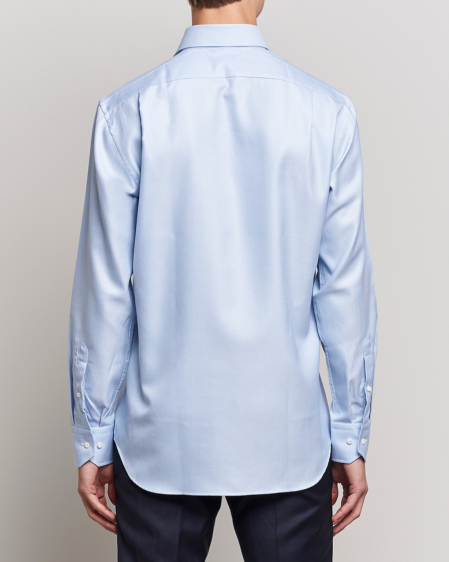 Stenströms Fitted Body Houndstooth Shirt Blue