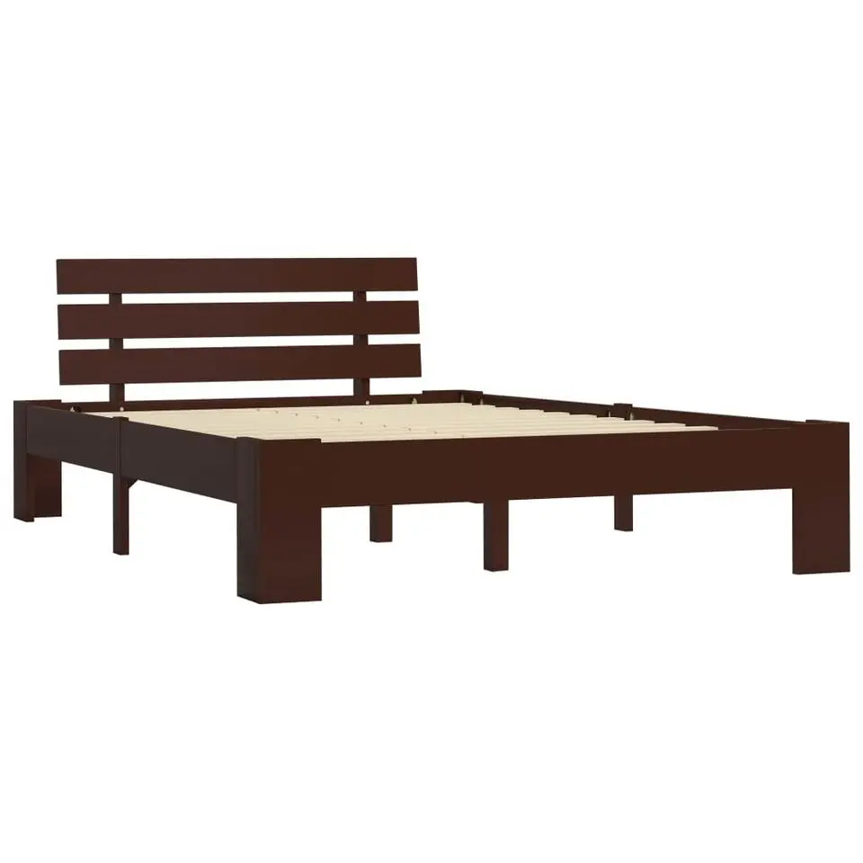 vidaXL - Bed frame - Donkerbruin - Massief grenenhout - 140x200 cm