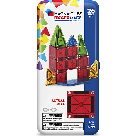 Magna-Tiles micromags i metal-rejseæske - 26 dele