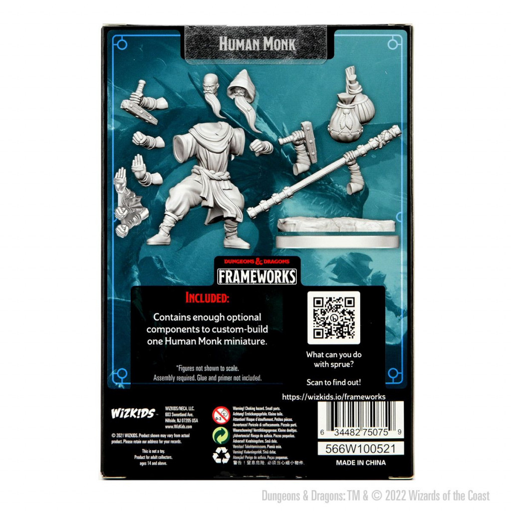 D&D Frameworks Unpainted Miniatures - Human Monk Male