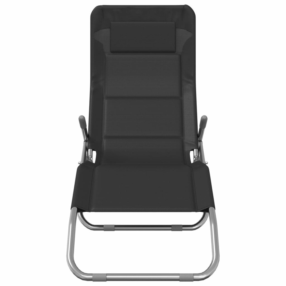 Chaises longues pliables 2 pcs noir textilène et acier