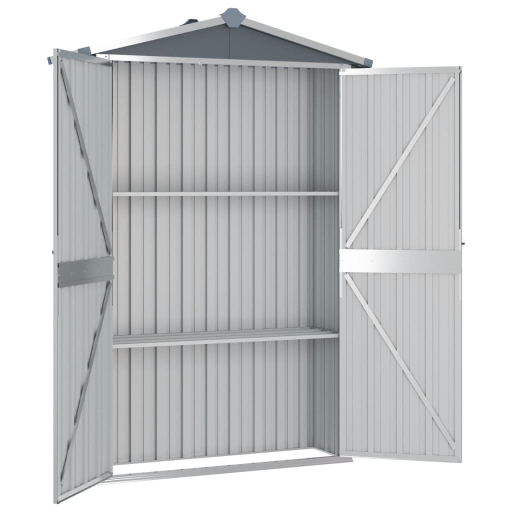 Casinha de jardim vidaXL, aço galvanizado, cinza, 116x45x175 cm
