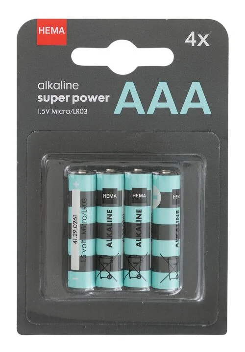 4 piles alcalines AAA super power