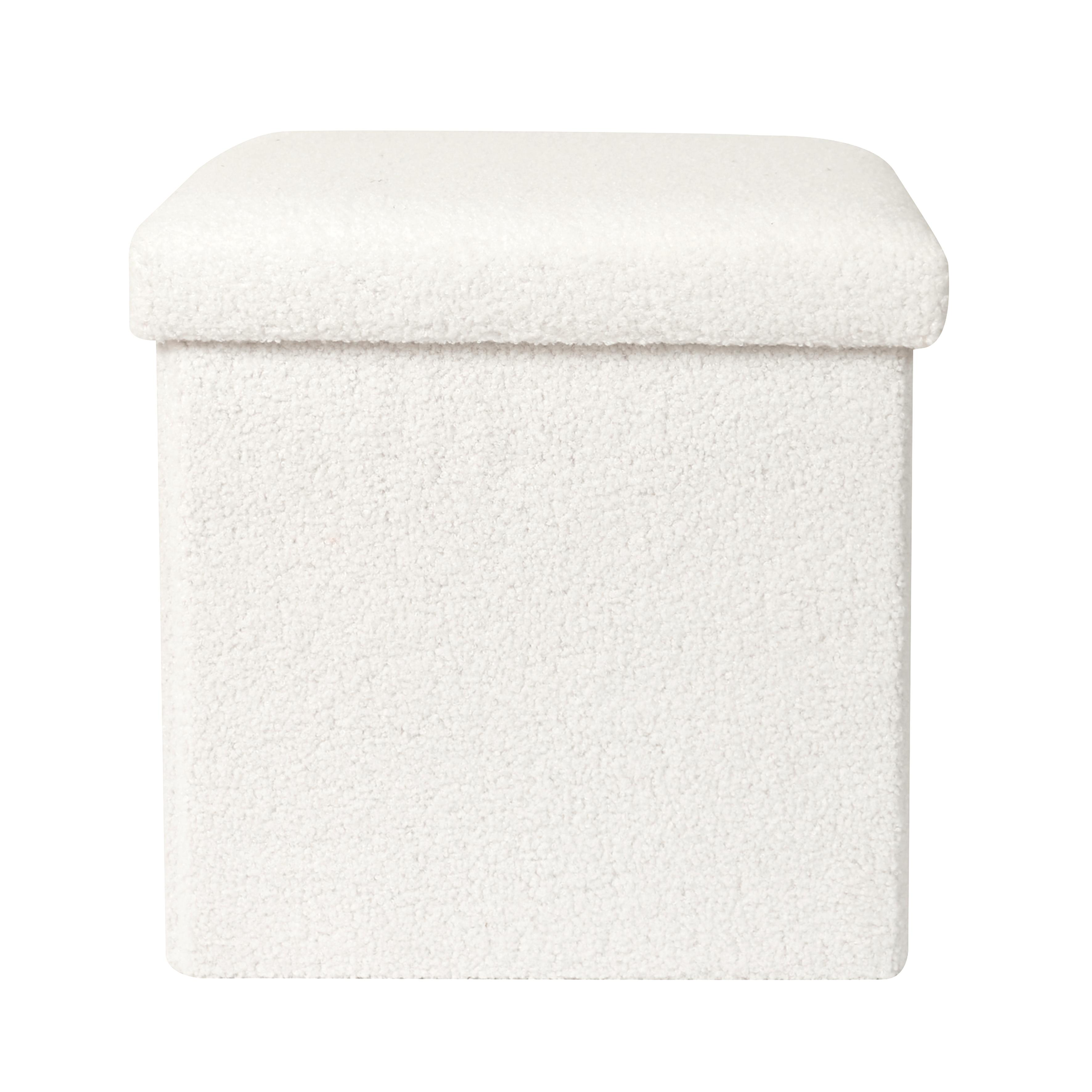 COFFRE POUF PLIABLE BOUCLETTE BLANC