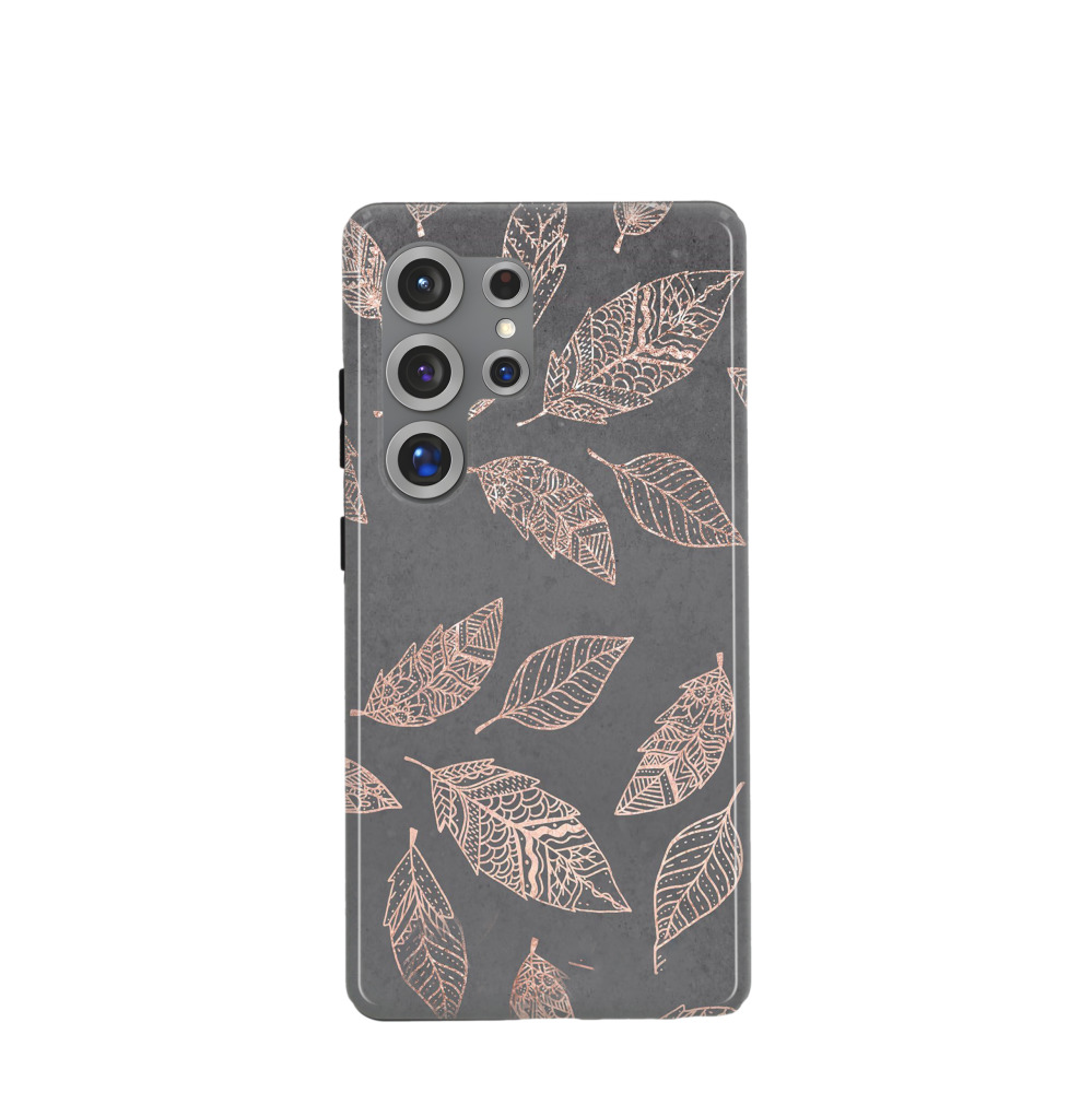 Samsung Galaxy S25 Ultra Hybrid (Kunststoff / Gummi) Hülle Blätterspiel - Bronze