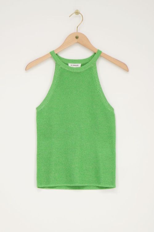 Groene halter top met lurex