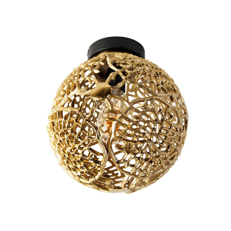 Art deco plafondlamp goud met zwart - Maro