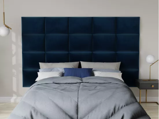 Panneaux muraux tête de lit - 200 cm - Velours - Bleu - BARTEL de Pascal Morabito