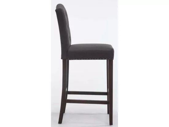 Lot de 2 Tabourets de bar - Tissu & Bois - Gris foncé - Louise
