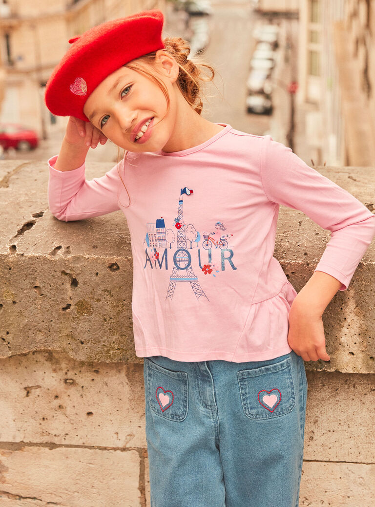 T-shirt rose barbapapa à volants