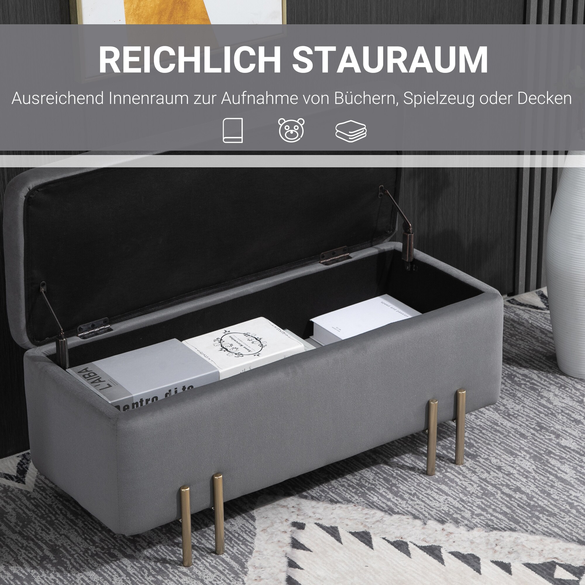 HOMCOM Sitzbank im elegantem Design 100 x 40 x 42 cm (BxTxH)