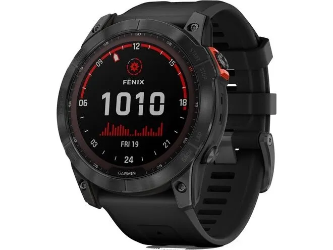 Garmin fenix 7X Solar - 51 mm - skifergrå - sportsur med bånd - silikone - sort - håndledsstørrelse: 127-210 mm - display 1.4