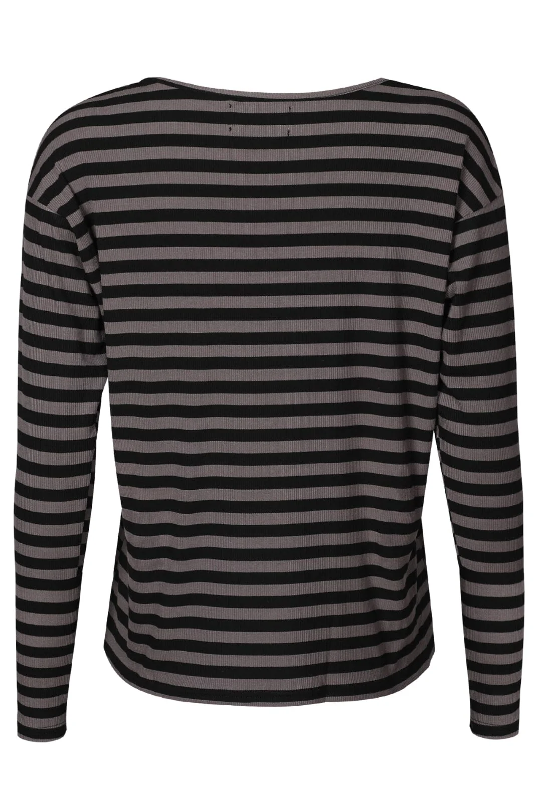 Liberte Natalia-Ls-Boxy-Blouse black dark grey stripe