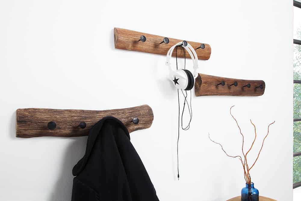 Massive Wandgarderobe HEMINGWAY 50cm natur aus recyceltem Teakholz