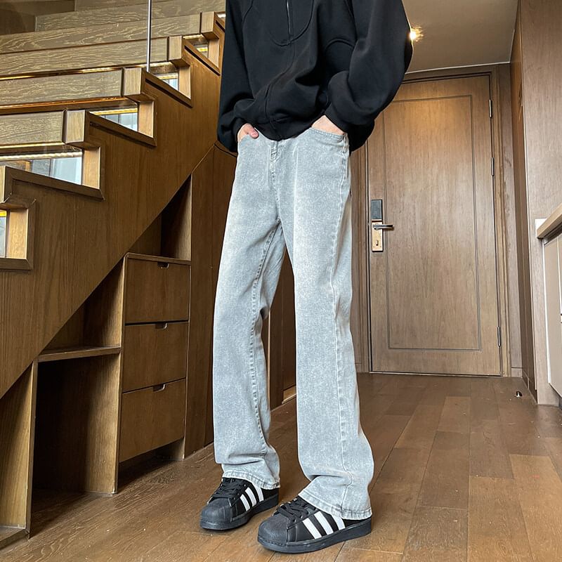 Sheck - Mid Rise Washed Straight Leg Jeans (diverse designs)