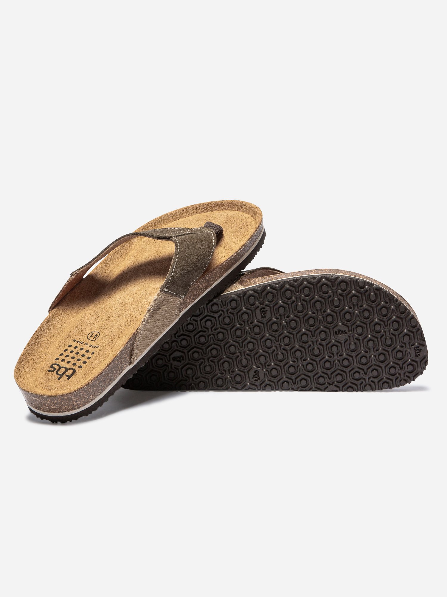 Tongs Homme Très Confort Mix Matières Kaki