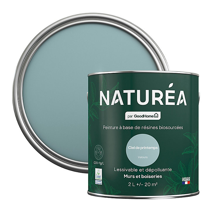 Peinture murs et boiseries Naturéa par GoodHome ciel de printemps velours 2L