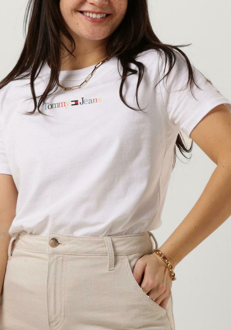 TOMMY JEANS witte tommy jeans t-shirt tjw reg color serif linear ss