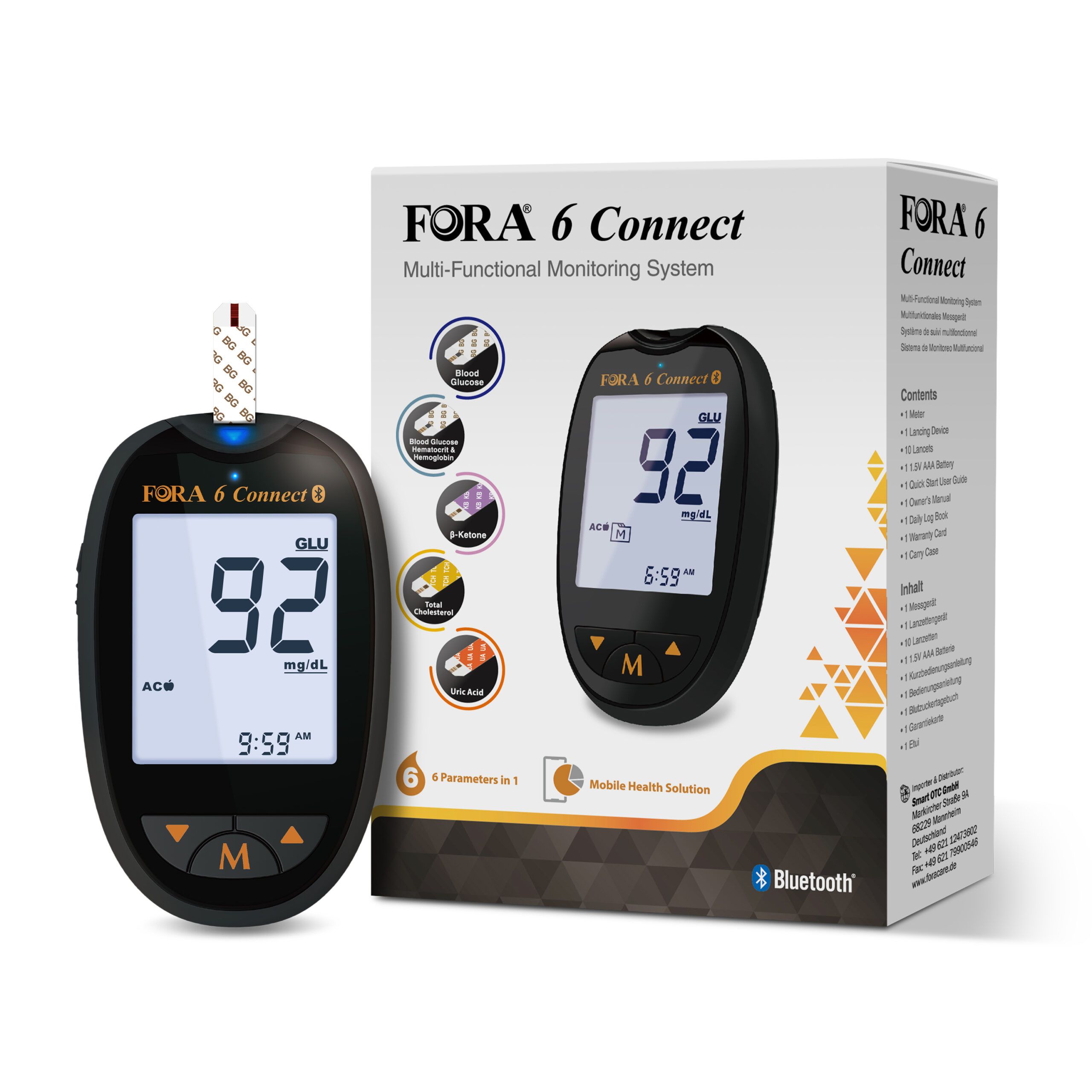 FORA 6 Connect Ketone-Messgeräts (Multi-Parameter) - mg/dl
