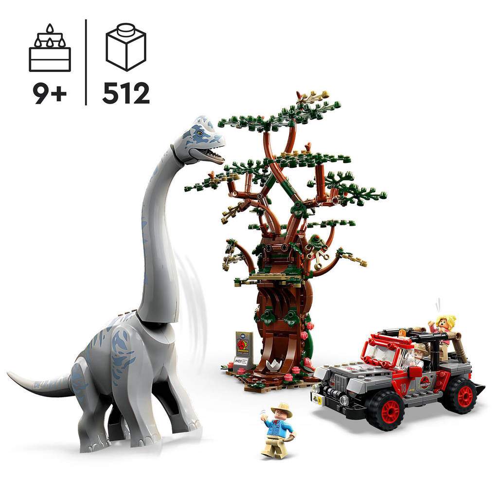 EindelijkBrachiosaurus ontdekking met Groot Dinosaurus Figuur en Jeep Auto 76960