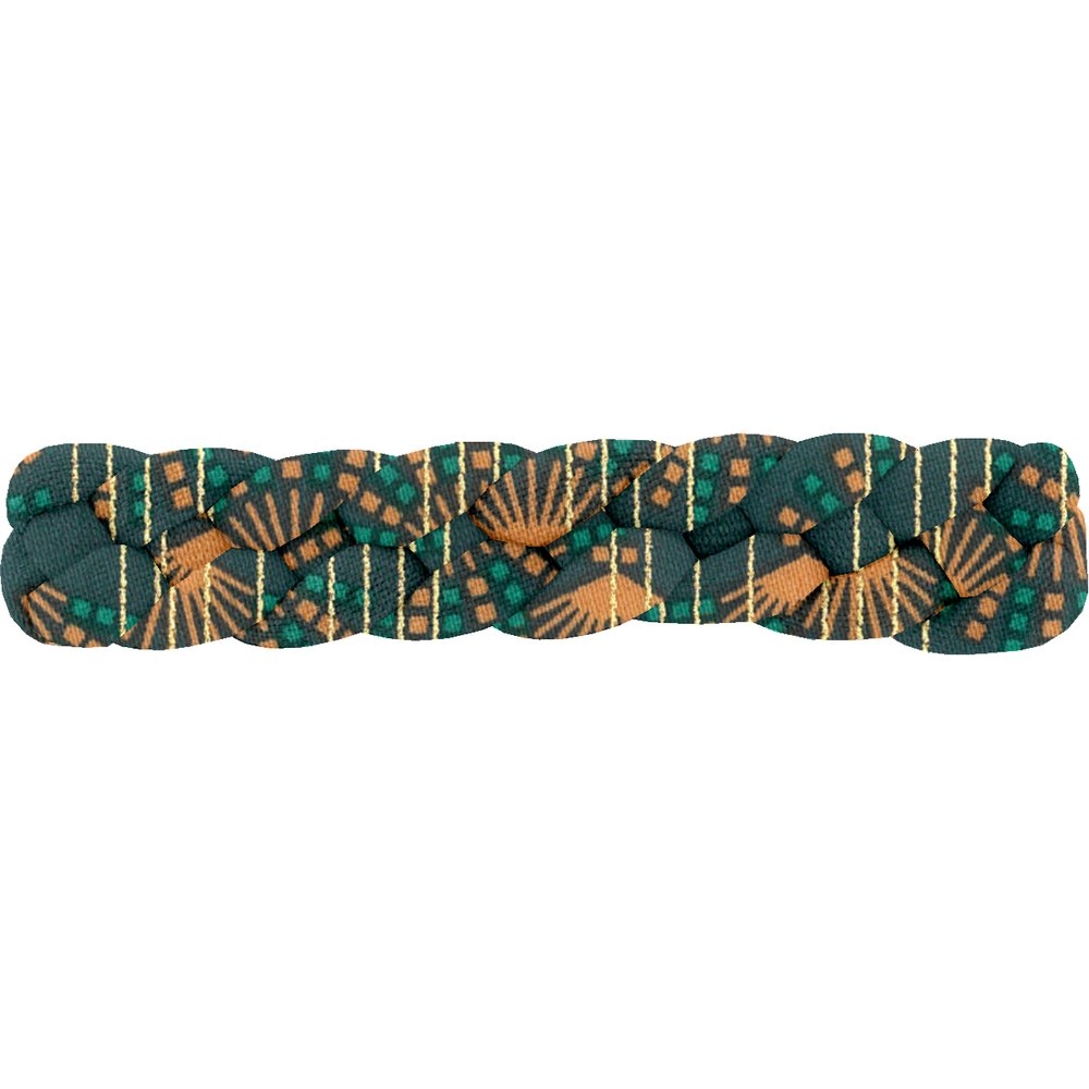 Barrette Cheveux Tressée Eventail Or Vert