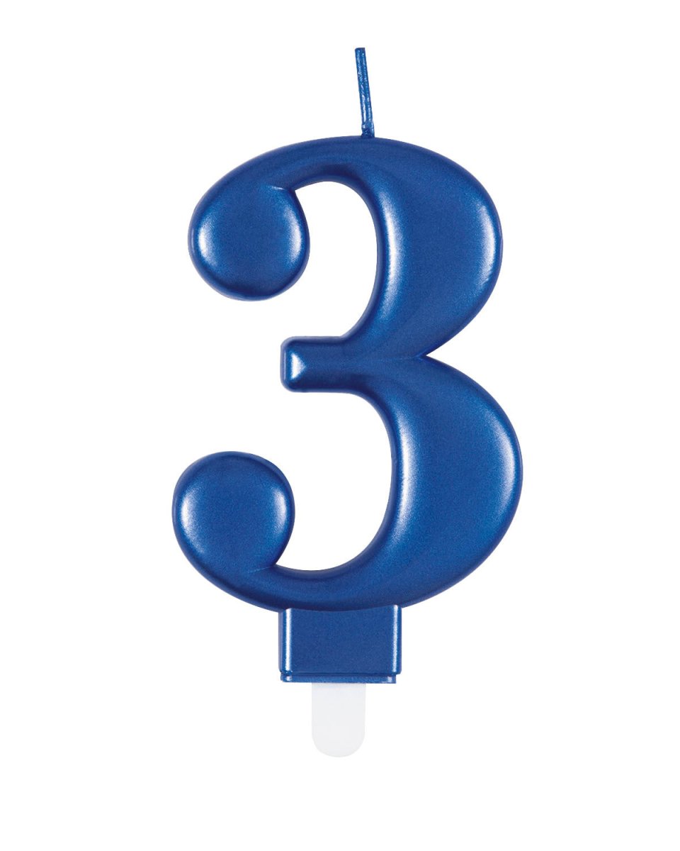 3 Jaar Kaars Blauw 12cm