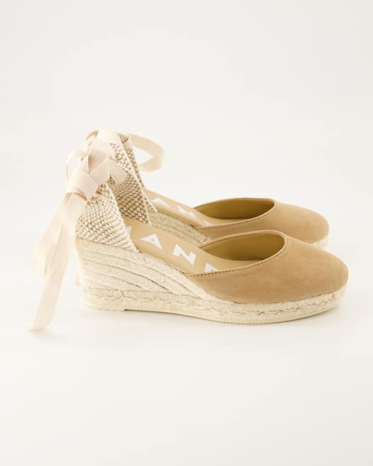 Manebi Hamptons Wedges in Beige