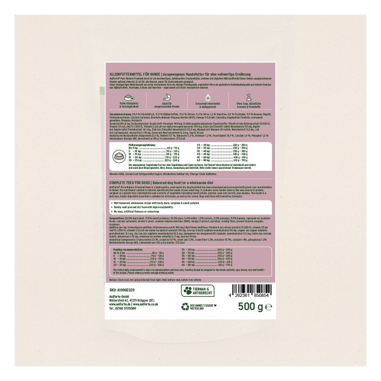 AniForte Halbfeuchtes Trockenfutter Probierpaket 4 x 500g
