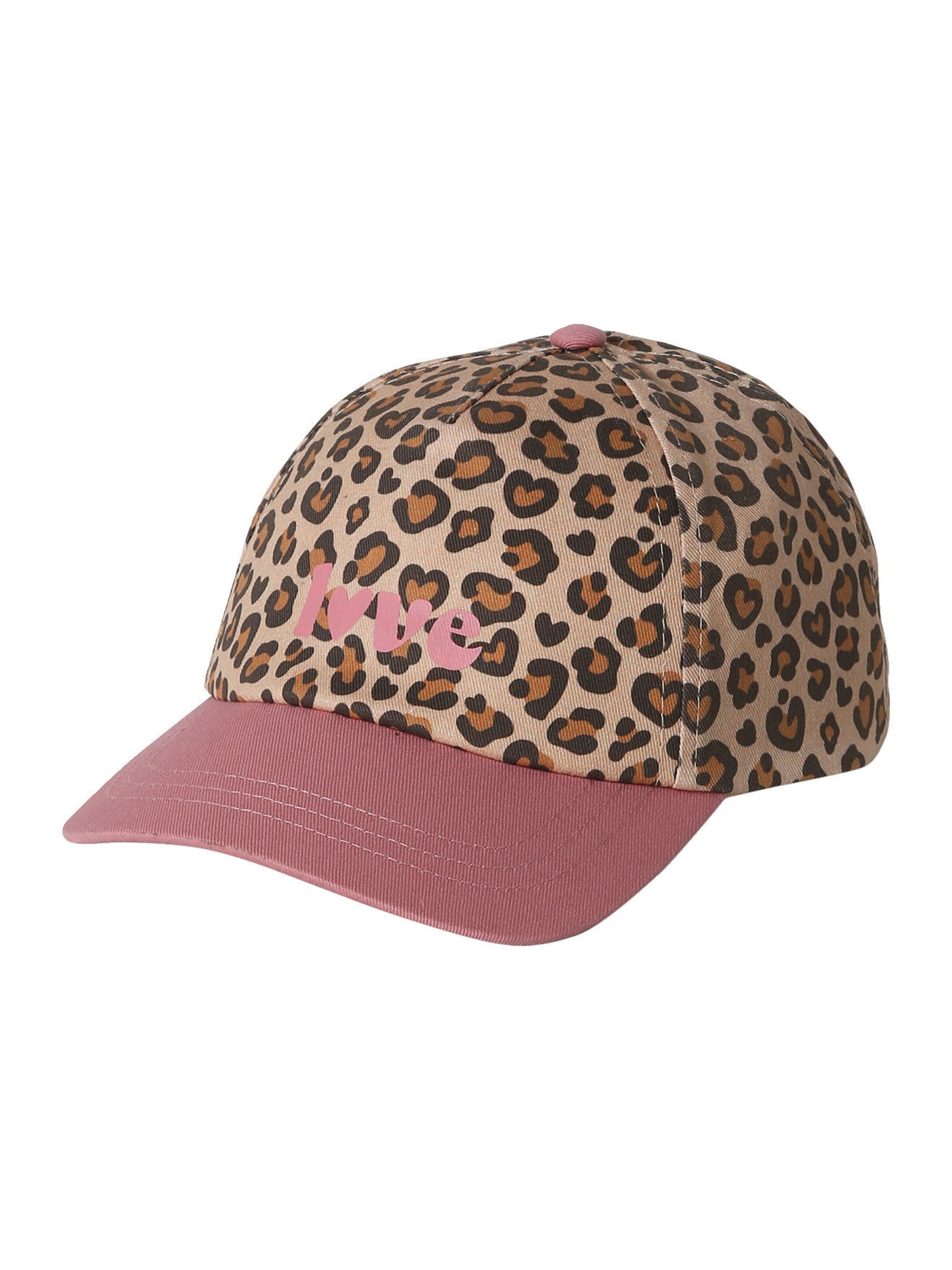 Vertbaudet Mädchen Cap mit Leoprint beige/leo/altrosa