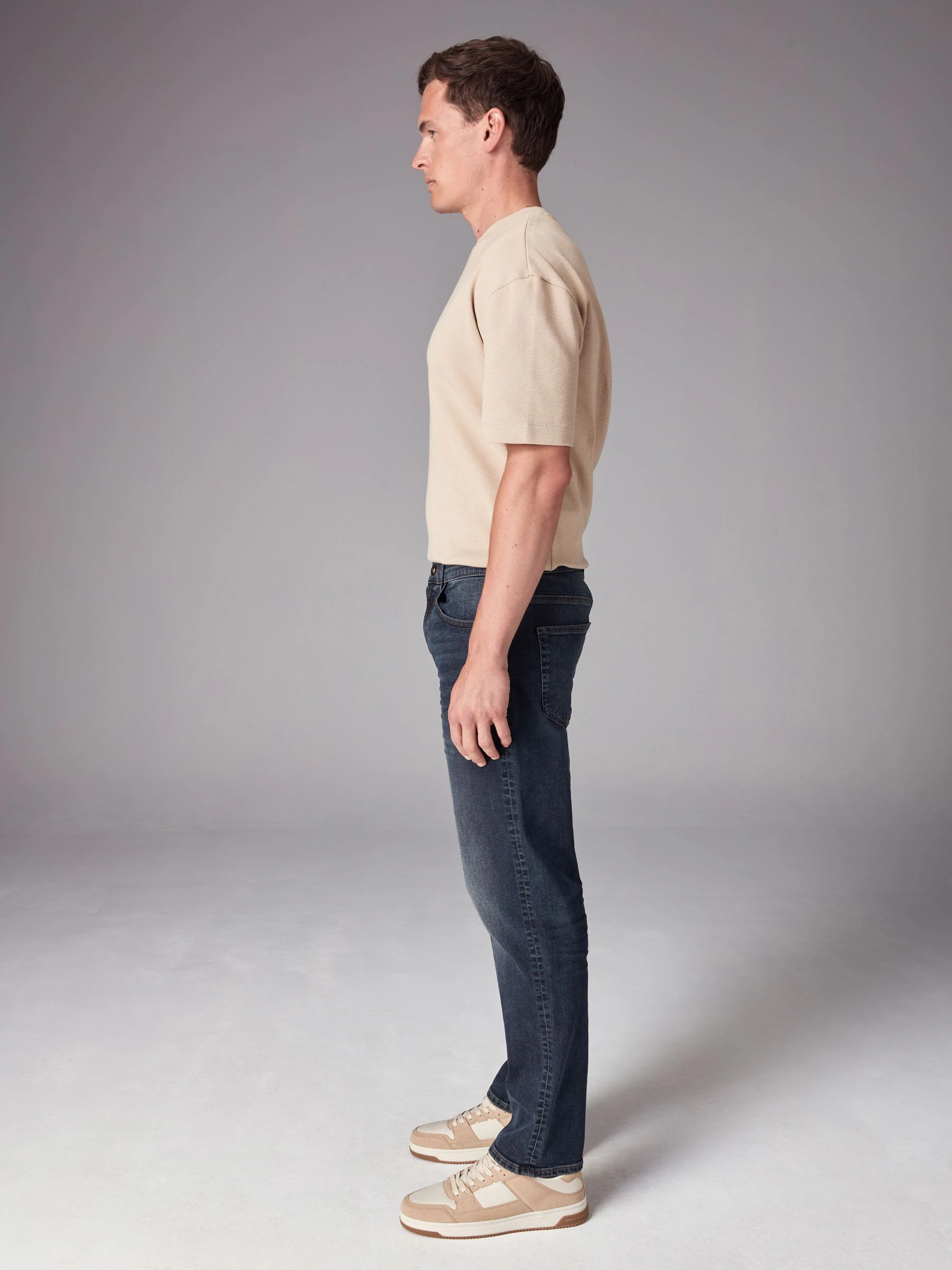 Donkerblauw - Rechte, klassieke jeans met stretch
