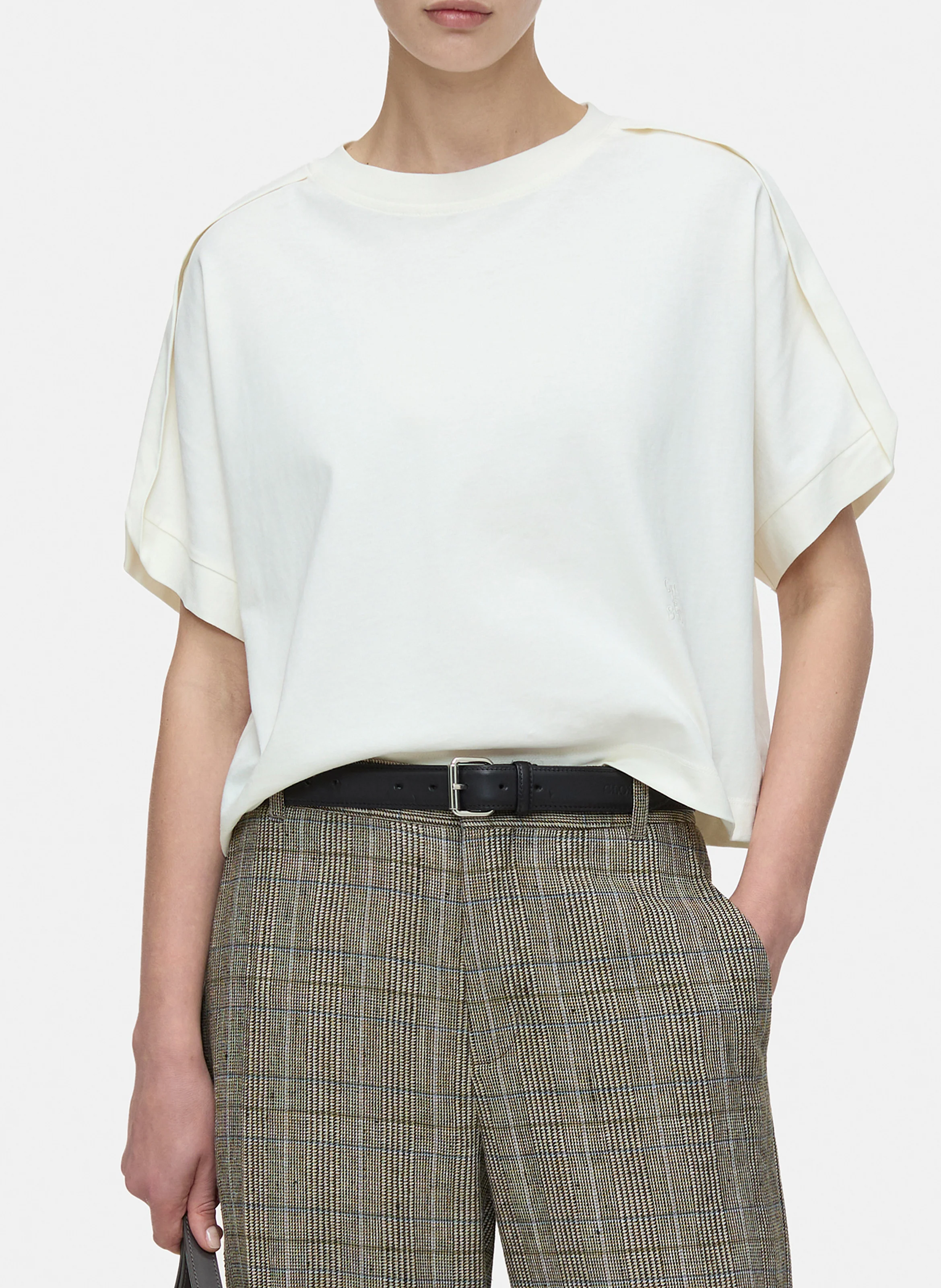 Tee-shirt ample col rond en coton | Beige