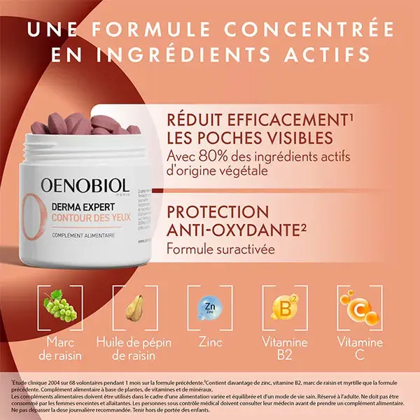 Oenobiol Complément Alimentaire Derma Expert Contour des Yeux 60 Comprimés