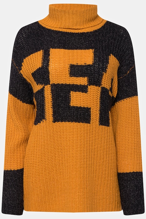 Pullover, Colorblocking Wording SEA, zweifarbig, Rollkragen, Langarm